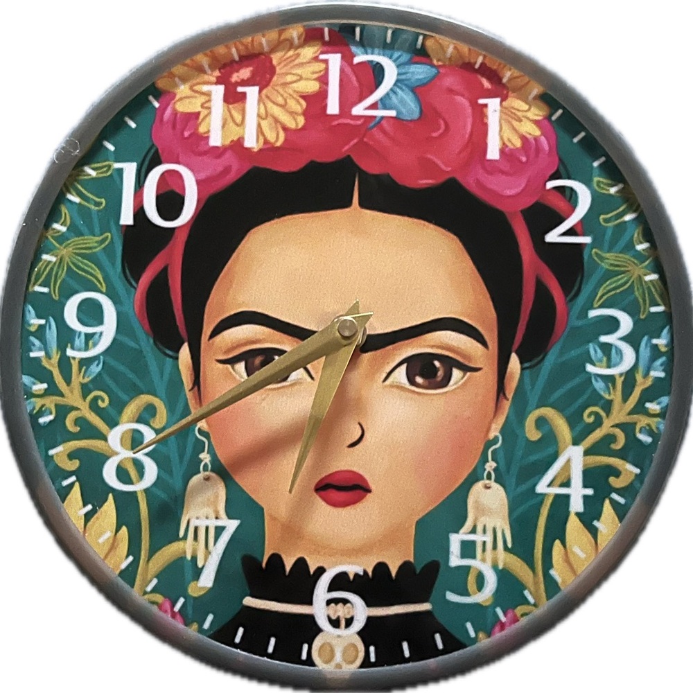 Frida Kahlo print, Wall Clock 10”